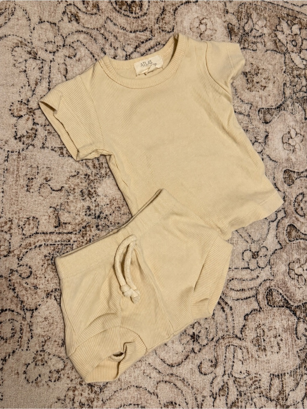 Atlas Grey Baby Ribbed Short Set